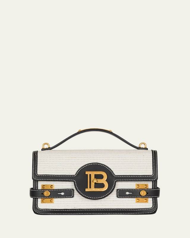 B-Buzz 24 Shoulder Bag in Raffia and Calfskin